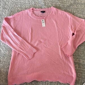 Pink Scalloped Edge Sweater,small